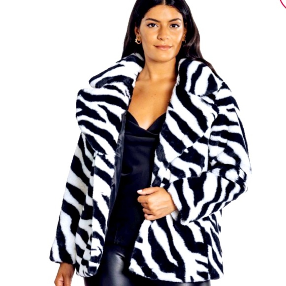Kathy Ireland Faux Mink Zebra coat
